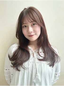 ザック ヴィ(ZACC  vie) ロングレイヤー/チェリーブラウン/流し前髪/シースルーバング