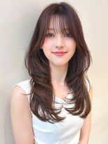 ルエ(rue) グレーベージュストレートレイヤーロング黒髪◎20代30代40代50代