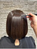 ブリーチなし大人可愛いマロンブラウン似合わせ耳かけボブ