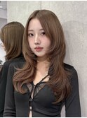 □ アプリコットオレンジ×くびれヘア【夏/ハイライトカラー】