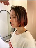 デザインカラーコントラストハイライト切りっぱなしボブ