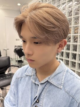 サンクマーケット 渋谷(cinq MARKET) 韓国風メンズミルクティーベージュブラウンカラーグレージュヘア