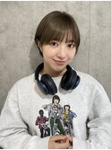 丸みショートシースルーバングくびれボブマッシュショート