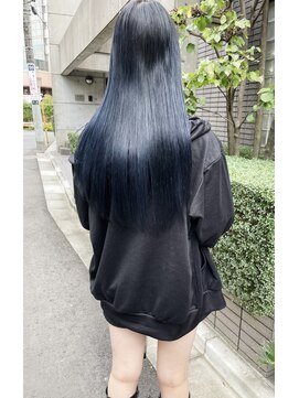 キース ヘアアンドメイク 恵比寿(kith. hair&make) 韓国ヘアブリーチなしネイビーブルーレイヤー艶髪透明感髪質改善