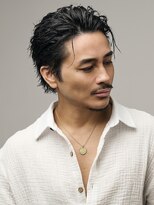 ブラック(BLACK)&nbsp;大人ルーズバック MEN’S HAIR/リバースセンターパート/表参道