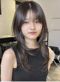 ★黒髪ロング小顔レイヤーハッシュカットフェイスレイヤーカット