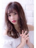 大人ガーリーくびれヘアピンクグレージュハイライトカラー抜け感