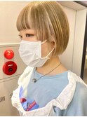 ミルクティーベージュ/ハイライト/ショートボブ/ミニボブ/原宿