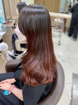 アッシュ 高円寺店(Ash) ブリーチなし　グラデ－ションレッドブラウン