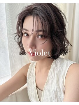 バイオレット ナゴヤ(Violet Nagoya) ラフウェーブくせ毛風ショートボブシアーナチュラルブラウン