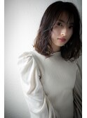 暗髪大人ハイライトウェットヘア抜け感ミディアムv上尾20代30代