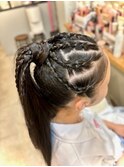 ダンスに☆コーンロウ風ヘア