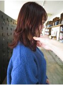 オレンジ ブリーチなしダブルカラー 暖色 オレンジブラウン 熊倉