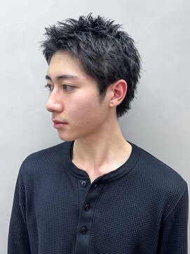 アルバム 渋谷パルコ(ALBUM) スパイキーショートブルーブラック韓国マッシュ_F0585