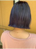 パープルバレイヤージュカラー×切りっぱなしボブ