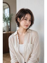 バグズ ヘアデザイン 桔梗が丘店(Baguz HAIR DESIGN)&nbsp;小顔ひし形ショートレイヤー×艶ショコラブラウン