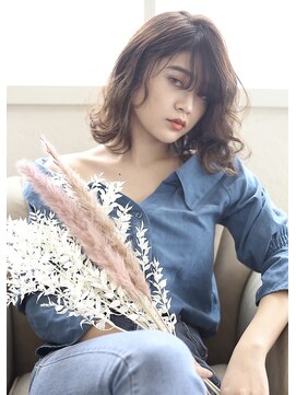 アールイーノウン 阿倍野区昭和町店(re; nown) 小顔外ハネミディアムアッシュ20代30代40代くびれミディ韓国ヘア