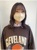 毛利/透明感アッシュミルクティーグレージュくびれ外ハネヘア
