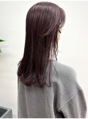 ロングレイヤーパープルガーネットカラー秋カラーYUKI