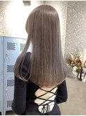 韓国ミルクティーベージュダブルカラーグレージュレイヤーカット