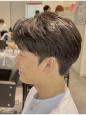 ニュアンスパーマダウンパーマ黒髪韓国マッシュツーブロック