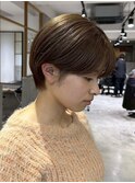 ブラウンショートボブ【イルミナカラー/髪質改善/縮毛矯正】