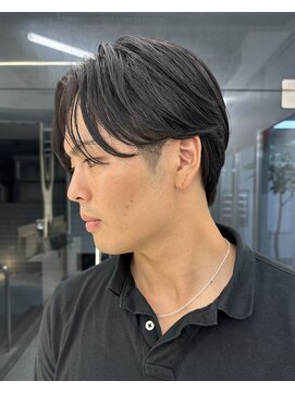 ブラウン(Brown) 曲る縮毛矯正/メンズ縮毛/センターパート/毛流れ/藤沢美容院