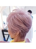 50代60代からのおしゃれカラー桜ピンク/ショートボブ/白髪カバー