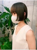 ボブロブヘアカーキグレージュオリーブベージュ大人かわいい小顔