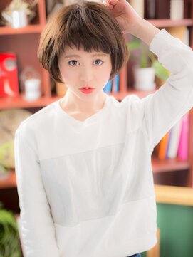 カバーヘア イヴ 戸頭店(COVER HAIR EVE) 黒髪前下がり＆オン眉バング大人ショートボブc5戸頭20代30代40代