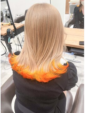 ボックスミコ(Box mico.) ミルクティーベージュ×オレンジカラー ≪エンドカラー≫