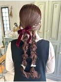 結婚式ヘアセット編みおろしツインテール