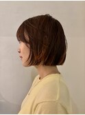 オレンジブラウン/ハイライト/ポイントカラー/ ボブ/ハイトーン