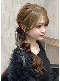 サイド編みおろしヘアセット♪