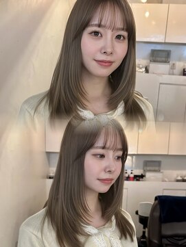 ライン(LINE) 韓国風/レイヤー/前髪カット/オリーブ/透明感/ハッシュカット