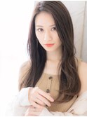 艶髪ダークブラウン/ダークグレージュ/韓国風セミロングレイヤー