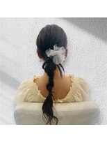 ウィールール 札幌店(WE RULE) ゆる編み込みローポニー×シアーリボンアレンジヘア