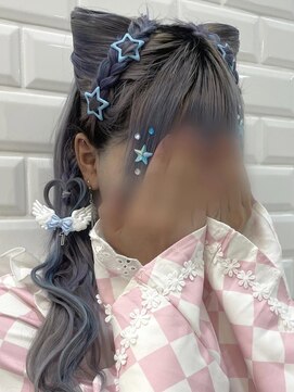 リルミー ミュエナ 大須 矢場町(Lilme myuena) ミルクティーブロンド/ダークブルー/デジタルパーマ/名古屋
