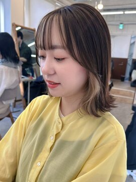 ポーチバイハニー オモテサンドウ(PORCH by HONEY omotesando) 大人可愛い20代30代フレーミングカラーボブ×ミルクティ&グレー