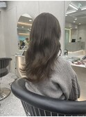★斜めバングミディアムヘアグレージュカラーシルキーベージュ★