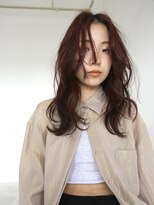 エヌ トーキョー(enu TOKYO) ゆるウェーブ　ロングレイヤー　レッドカラー