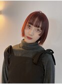 ワインレッド×ボブ