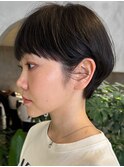 前髪透明感カラー大人ショートベリーショート小顔カット