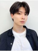 メンズショートマッシュツーブロック韓国風黒髪ナチュラル(清水)