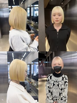 エン 栄店(enne) ホワイトブロンドボブ