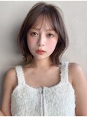 ダークパープルミルクブラウンワンホンレイヤー外ハネボブa