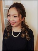 リボン編み込みハーフアップヘア