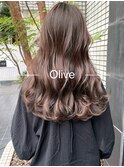 オリーブグレージュ 透明感カラー レイヤーカット