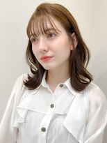 くびれヘアアプリコットオレンジ夏ヘアハイライトカラー