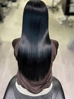 ジーニーホリエ(Geniee horie)&nbsp;髪質改善XアッシュブラックX縮毛矯正Xレイヤーロング